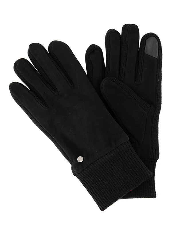 Handschuhe, Veloursleder-Strick, Touchscreen, schwarz