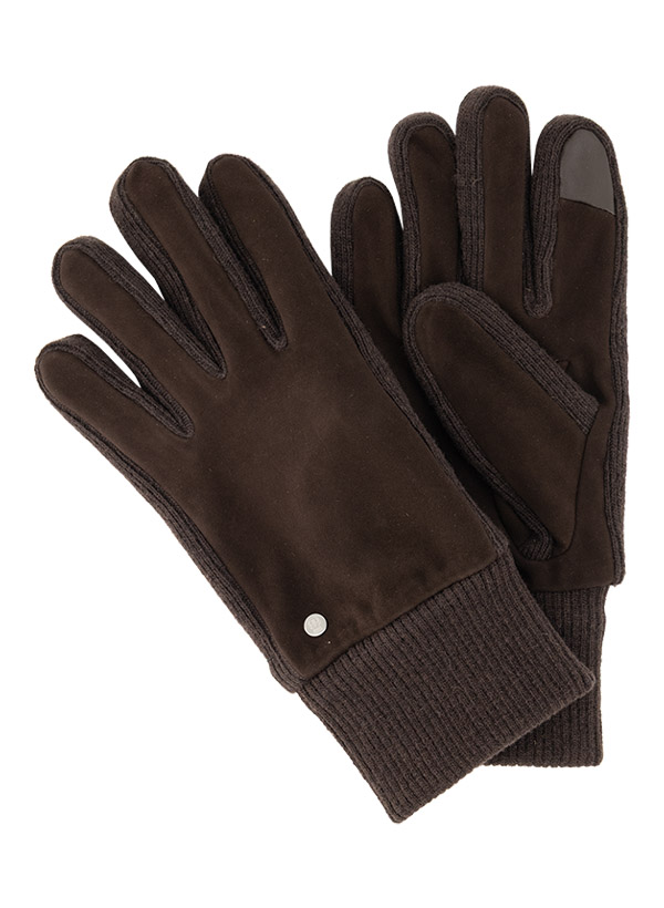 Handschuhe, Veloursleder-Strick, Touchscreen, kaffee