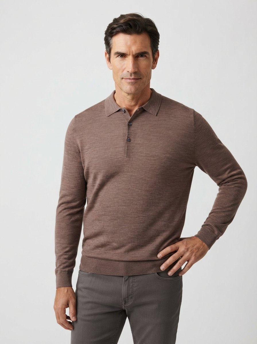 Pullover Belper, Merinowolle extrafein, moshroom meliert
