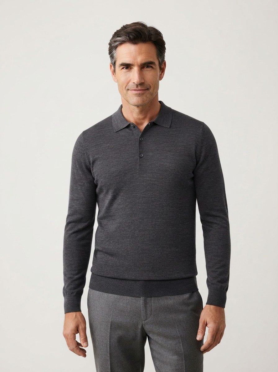 Pullover Belper, Merinowolle extrafein, charcoal meliert