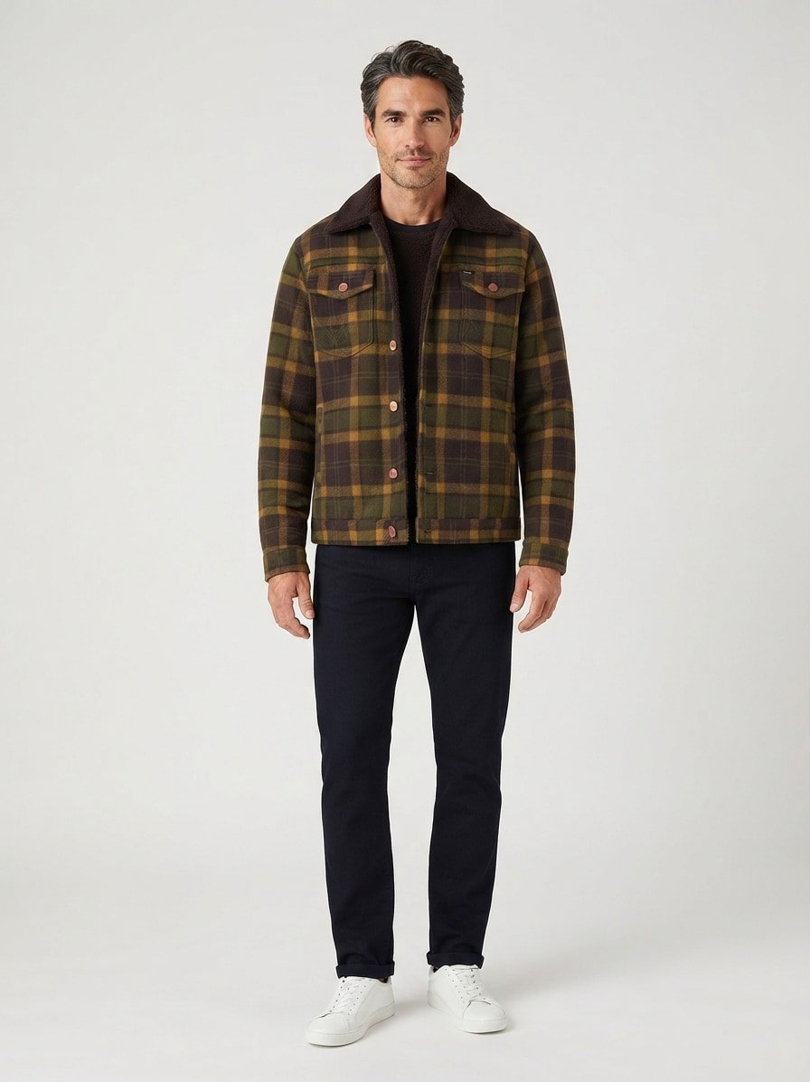 Jacke Trucker, Mikrofaser warmgefüttert, olive