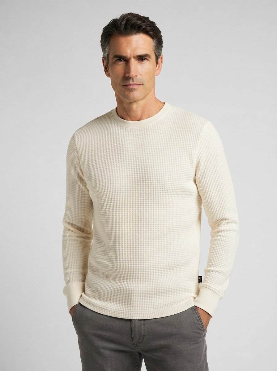 Longsleeve, Baumwolle, off white strukturiert