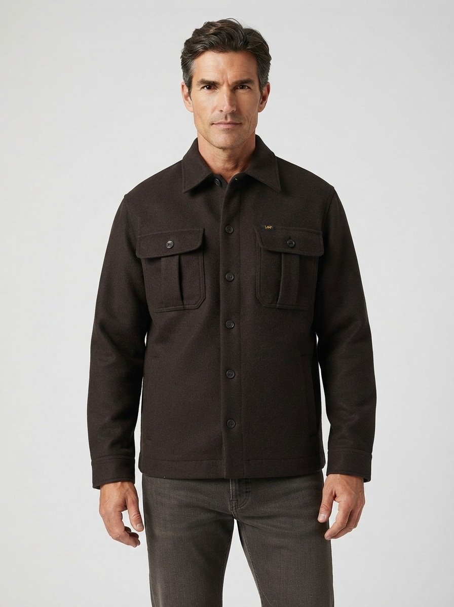 Overshirt, Wolle-Loden, chocolate