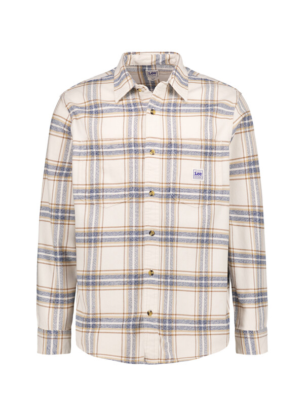 Hemd, Baumwolle, Kent, Brusttaschen, ecru-denim kariert