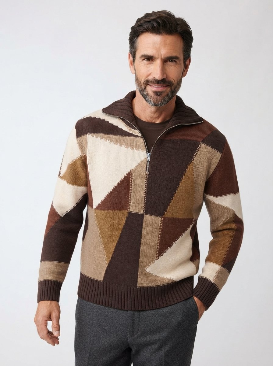 Troyer, Wolle, braun-beige strukturiert