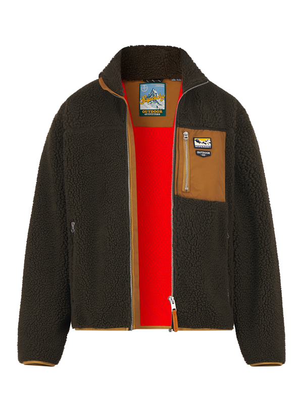Jacke, Fleece, Teddyfell, grünbraun