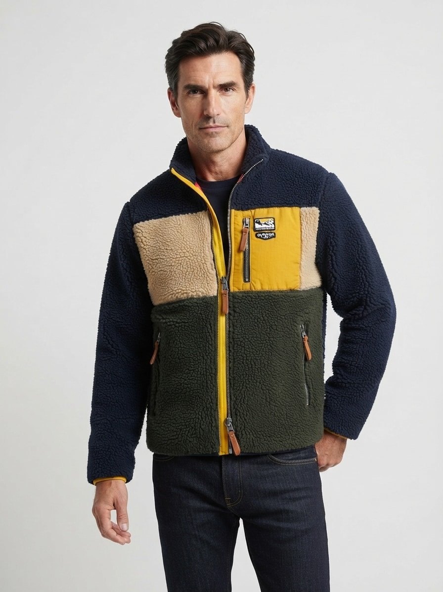 Jacke, Fleece, Teddyfell, multicolor
