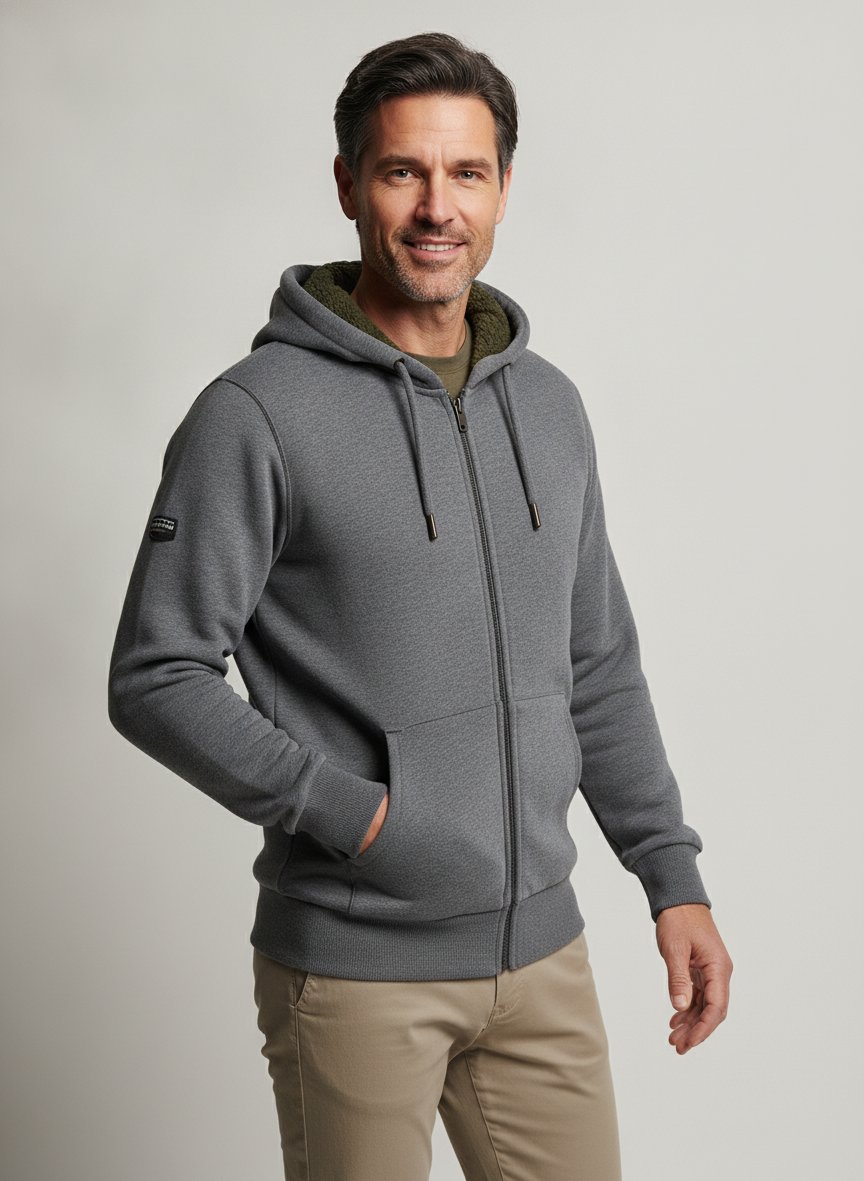 Sweatjacke, Baumwolle-Teddyfell, grau