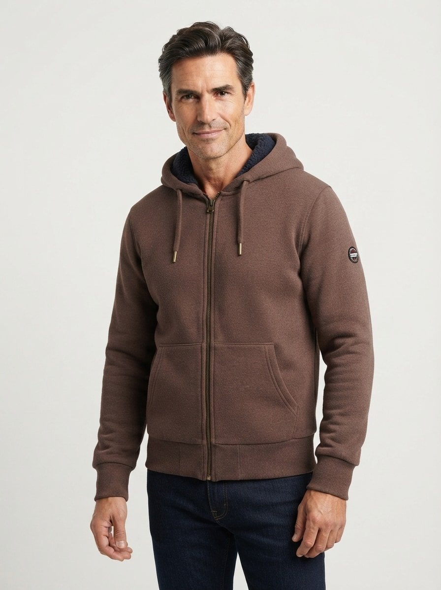 Sweatjacke, Baumwolle-Teddyfell, braun