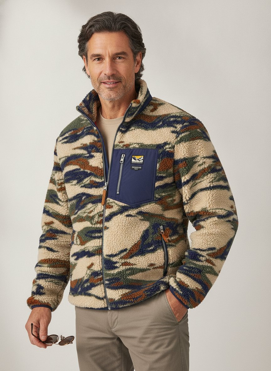 Jacke, Fleece, Teddyfell, khaki terrain