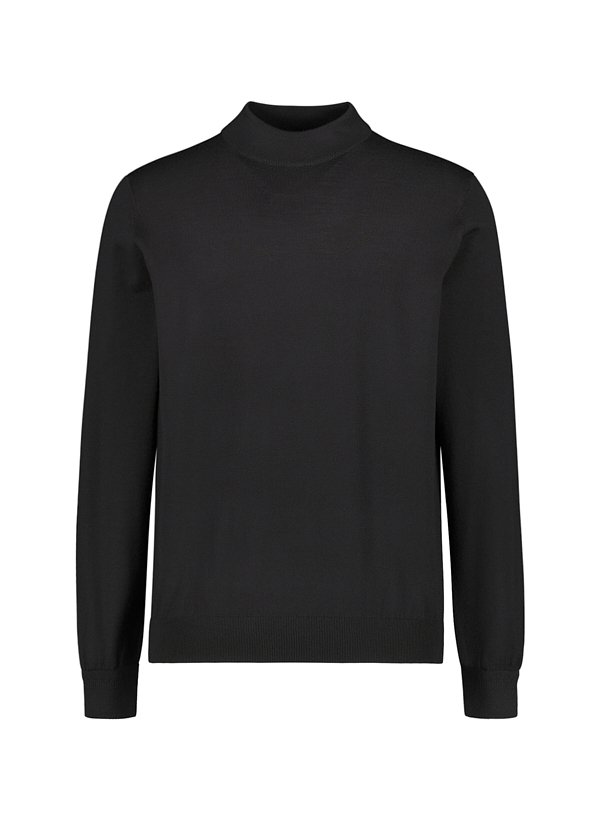 Stehkragenpullover, Merinowolle extrafein, schwarz