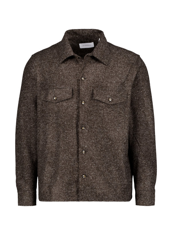 Overshirt, Jersey, Kent, Brusttasche, braun meliert