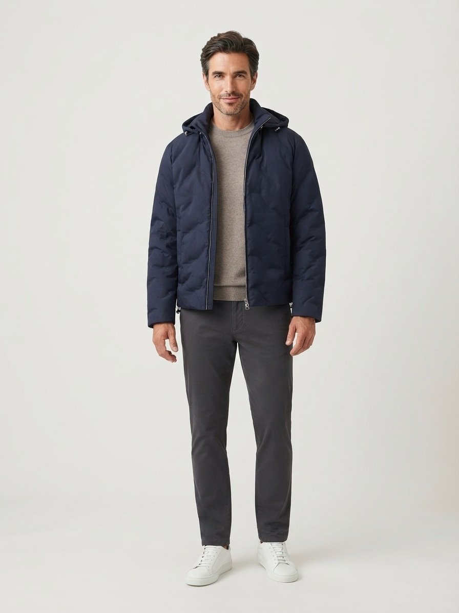 Steppjacke, Mikrofaser wasserabweisend, nachtblau