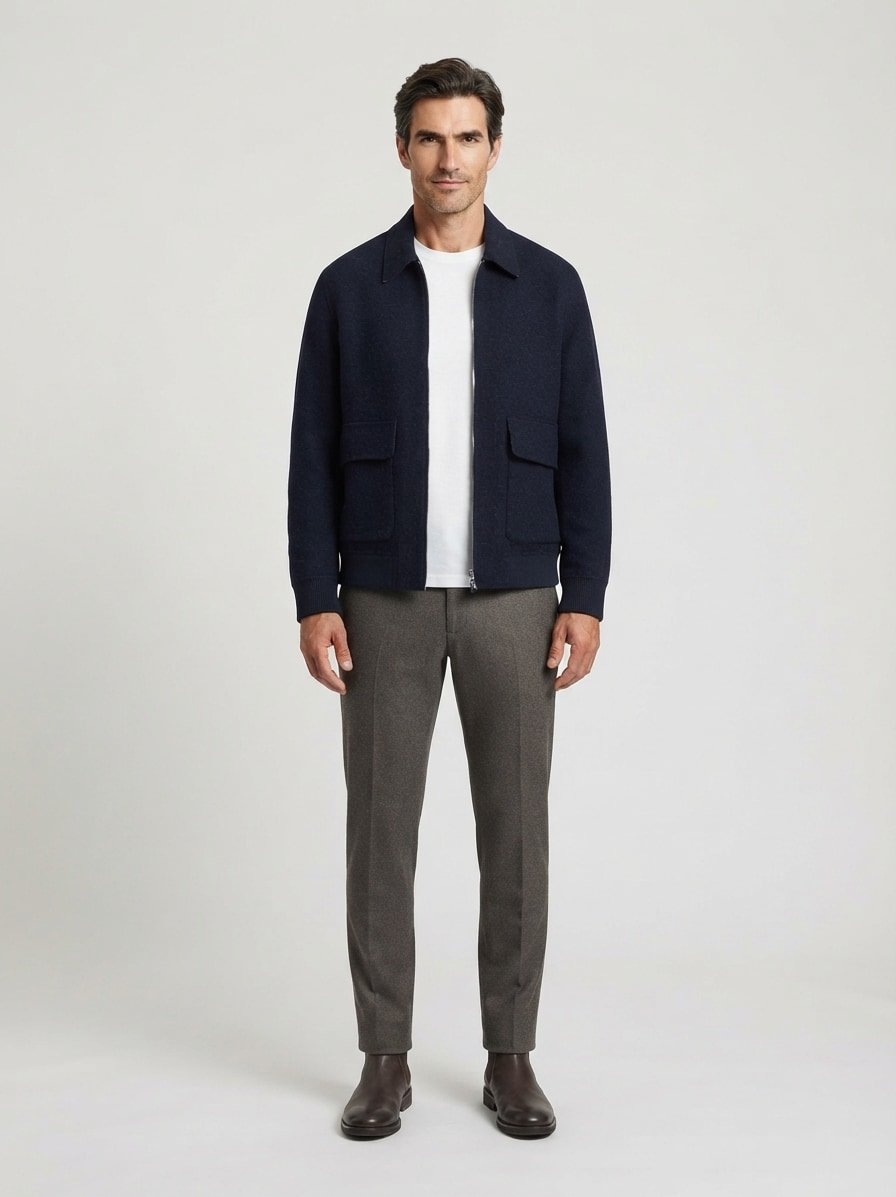 Overshirt, Wolle-Kaschmir, nachtblau meliert