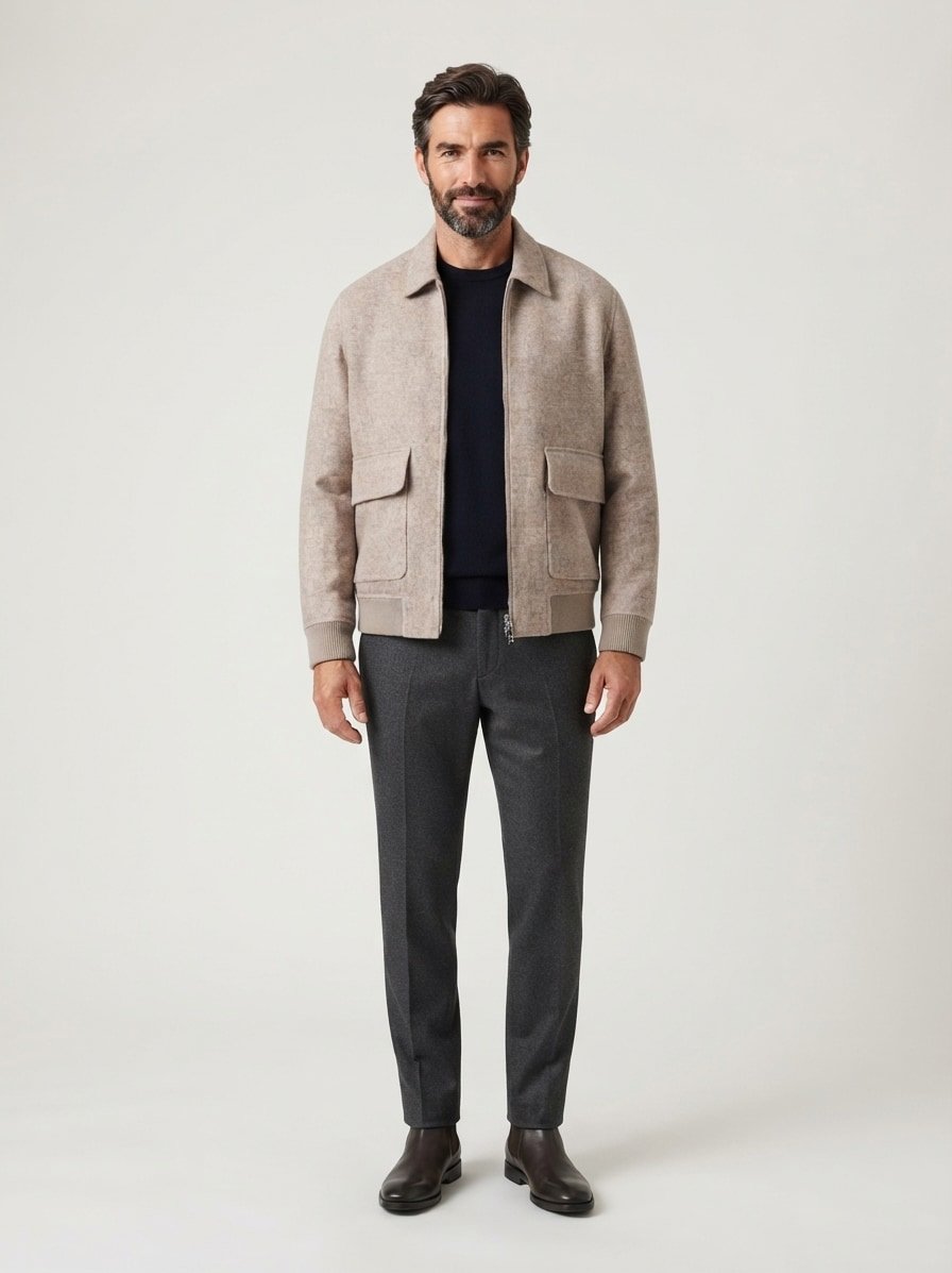 Overshirt, Wolle-Kaschmir, silber-mink meliert