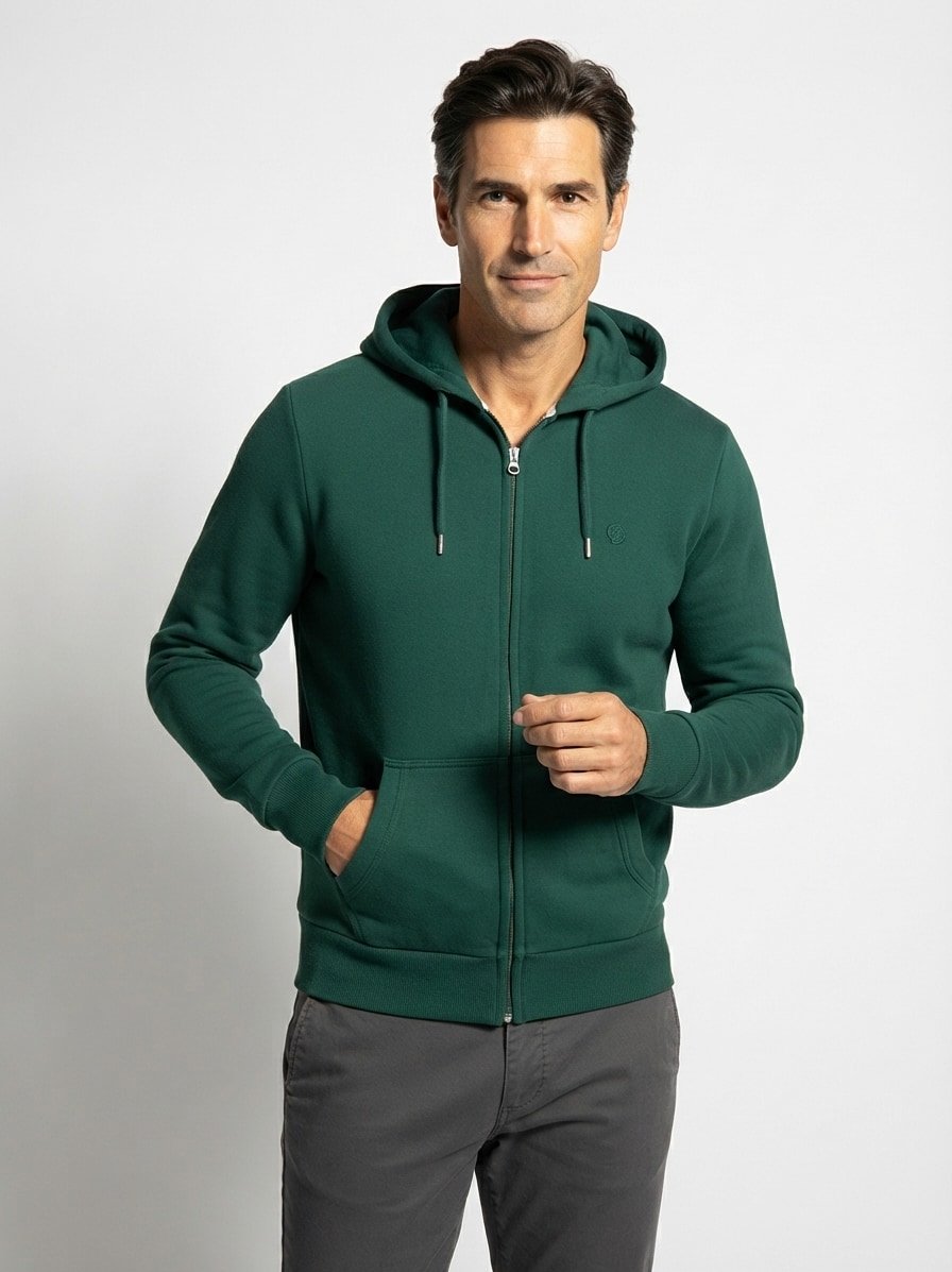 Sweatjacke, Baumwolle, grün