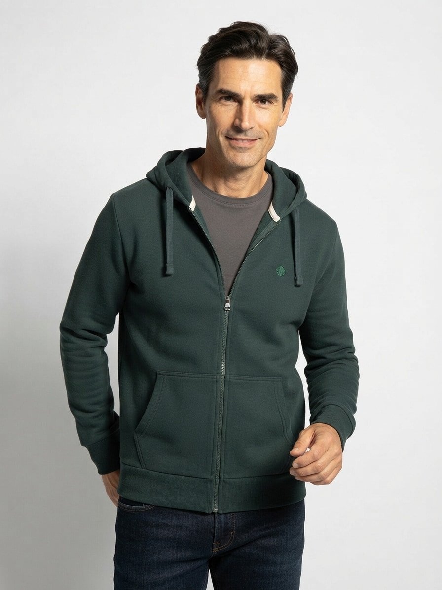 Sweatjacke, Baumwolle, dunkelgrün