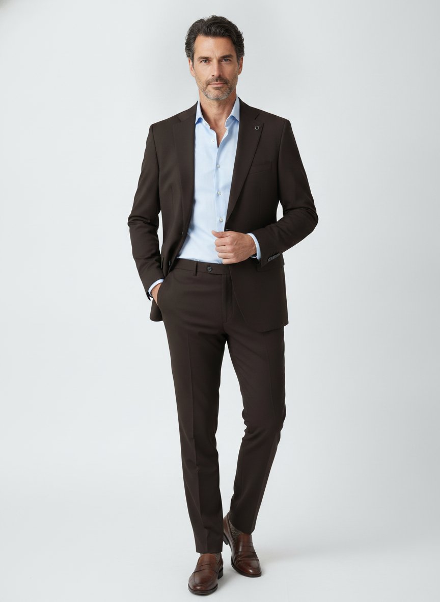 Anzug Serano-Massa, Slim Fit, Schurwoll-Stretch, dunkelbraun