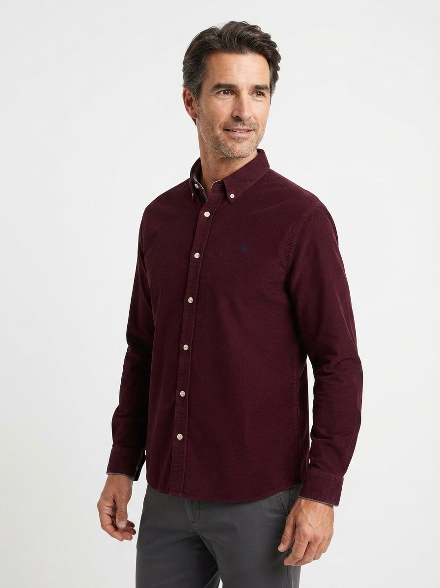 Hemd, Regular Fit, Cord, bordeaux