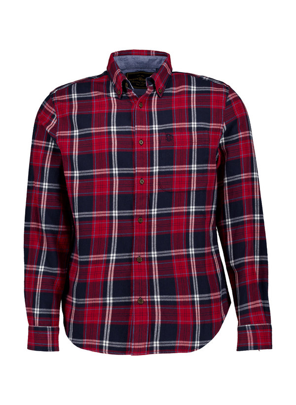 Hemd, Flanell, rot-navy kariert
