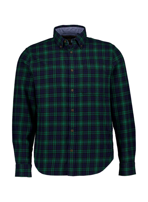 Hemd, Flanell, Button-Down, Brusttasche, navy-grün kariert