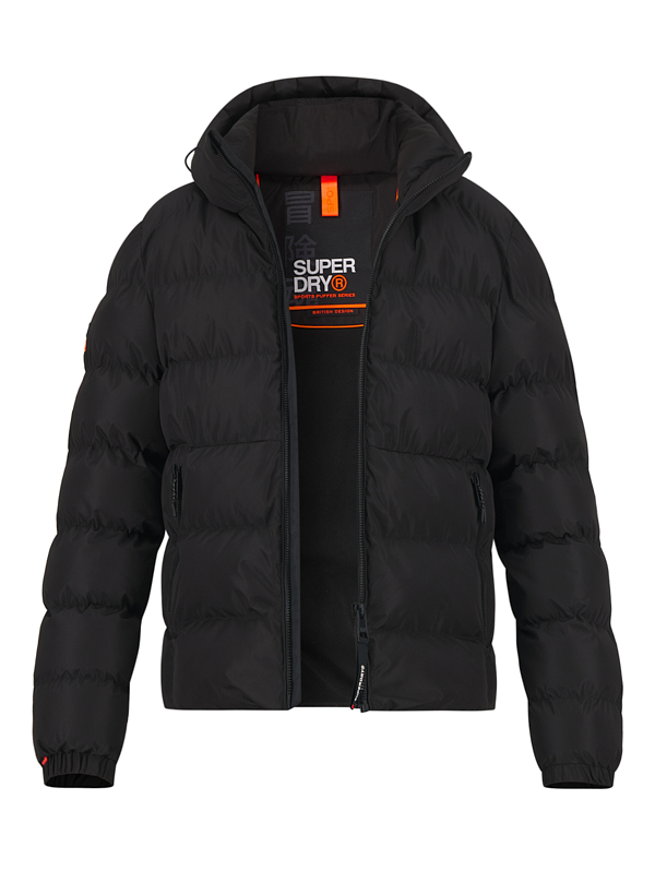 Steppjacke, Mikrofaser wattiert, schwarz