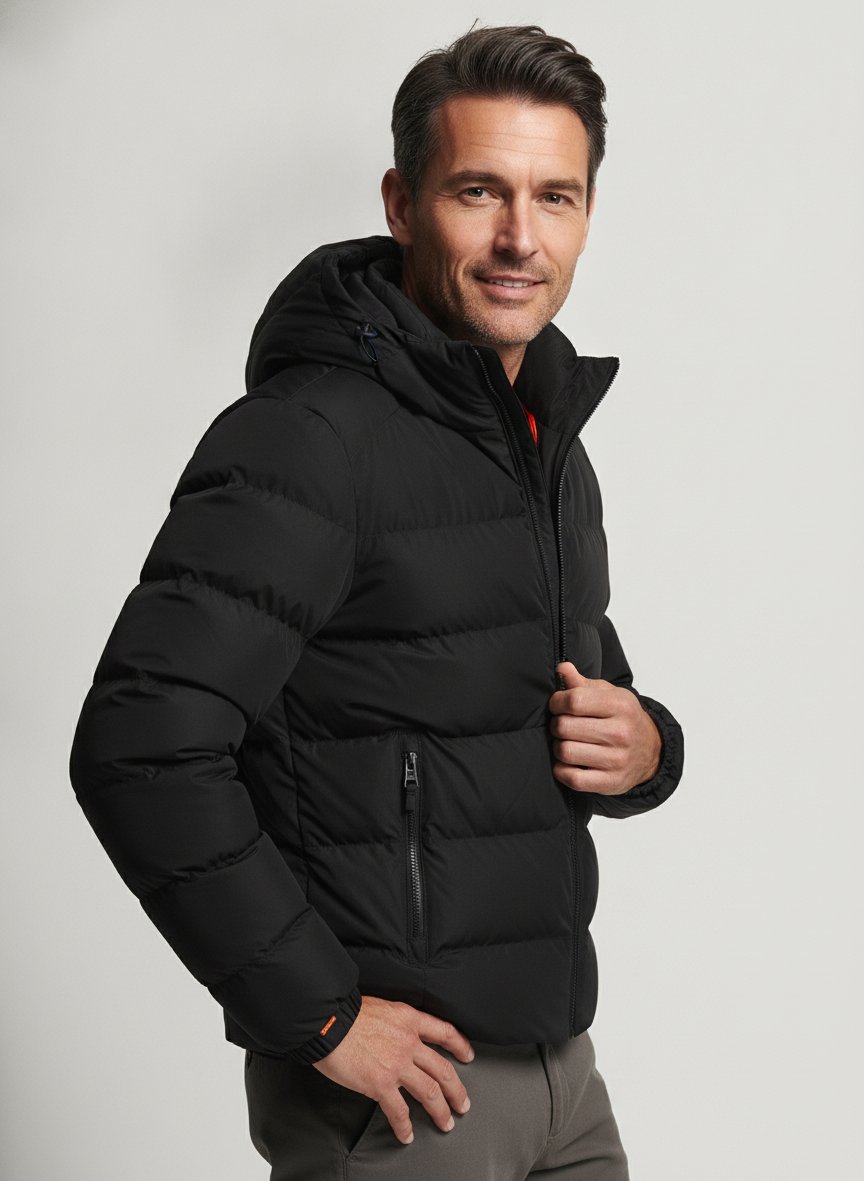 Steppjacke, Mikrofaser wattiert, schwarz