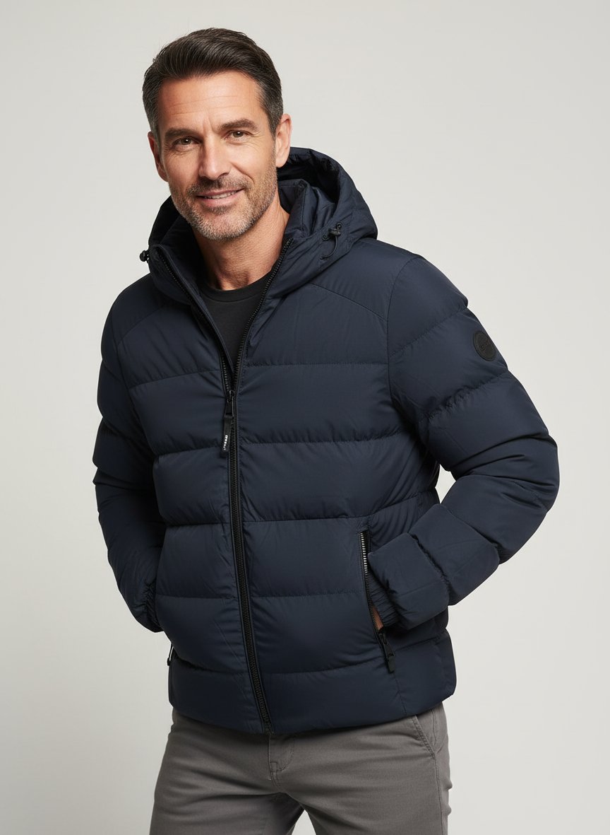 Steppjacke, Mikrofaser wattiert, navy