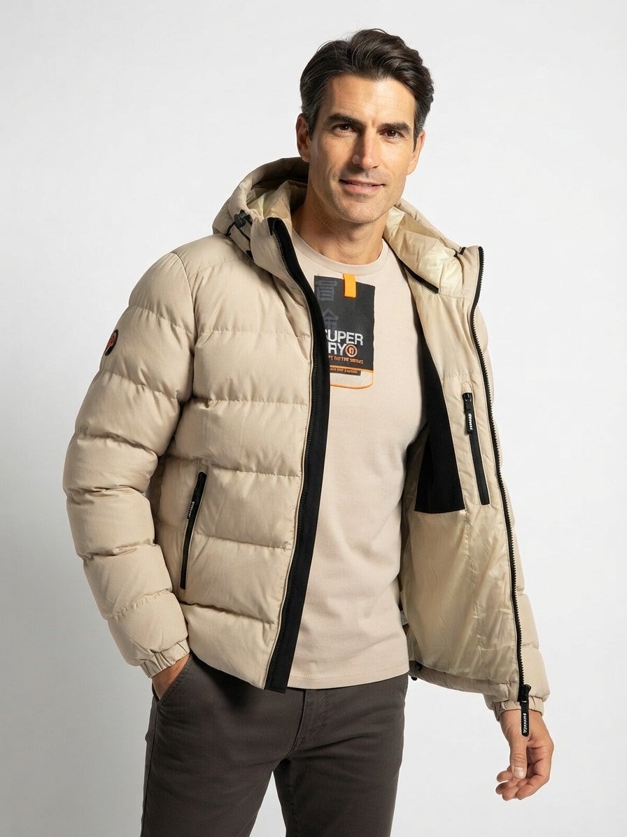 Steppjacke, Mikrofaser wattiert, beige