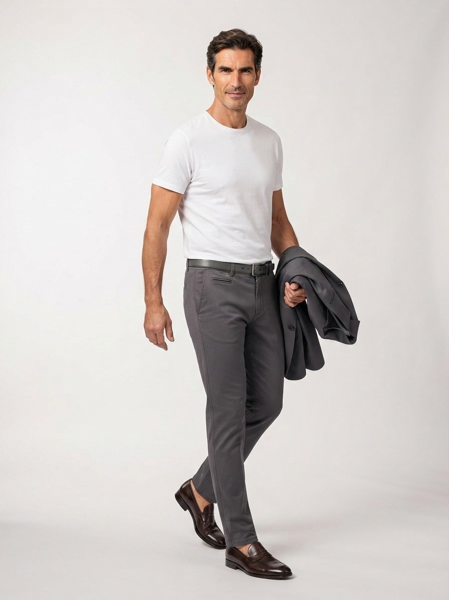 Chino Fabio, Modern Fit, Baumwoll-Stretch, grau