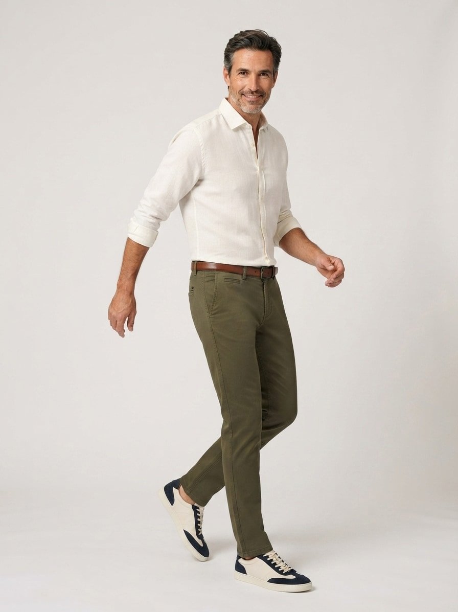 Chino Fabio, Modern Fit, Baumwoll-Stretch, oliv