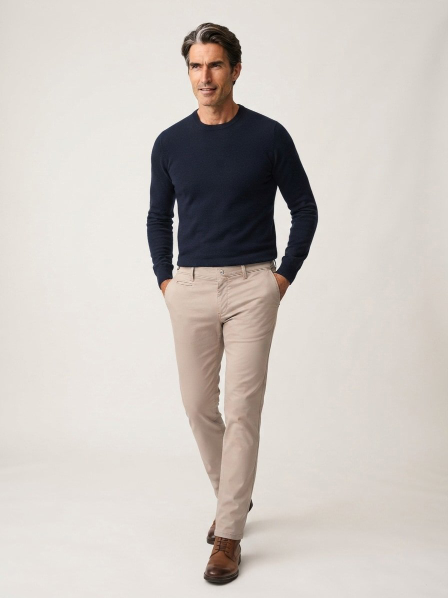 Chino Fabio, Modern Fit, Baumwoll-Stretch, sand