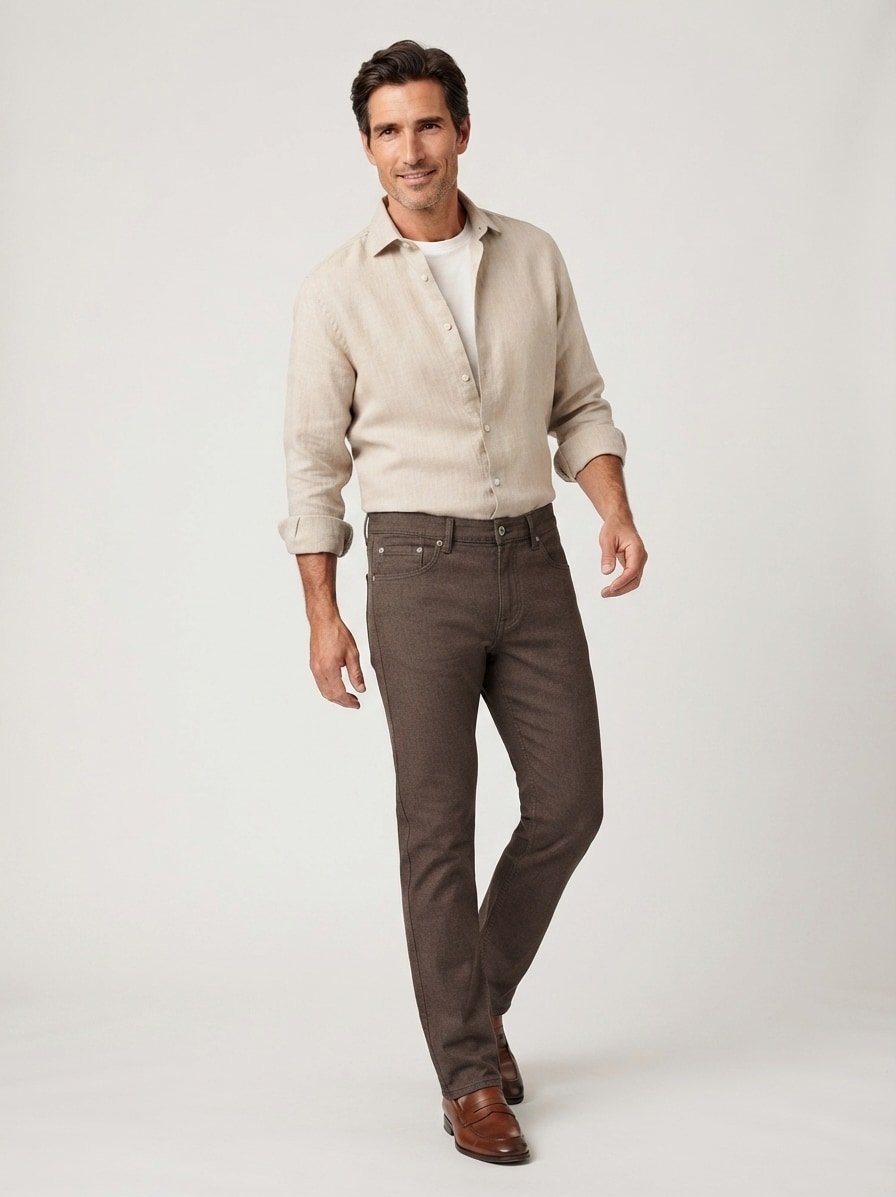 Hose Chuck, Modern Fit, Jersey, braun meliert