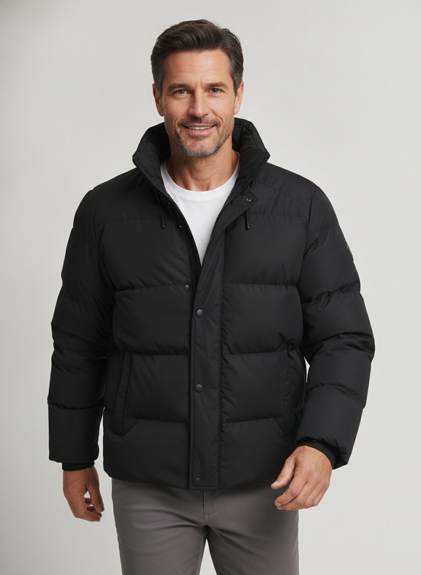 Steppjacke, Mikrofaser wattiert, schwarz