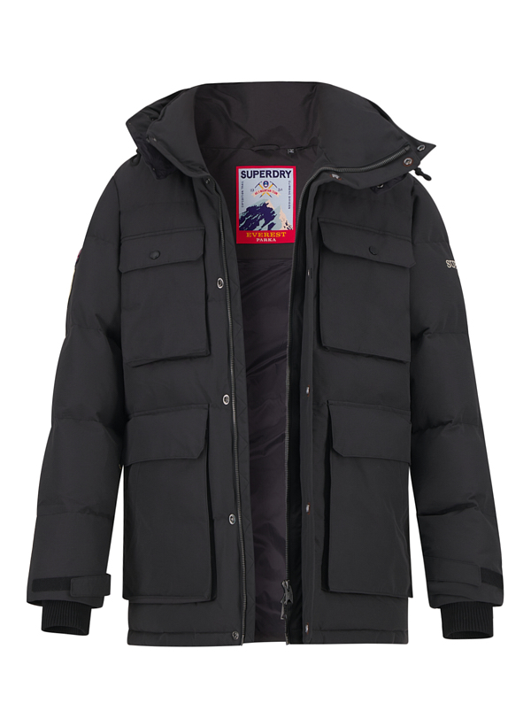Steppjacke, Mikrofaser wasserabweisend, schwarz