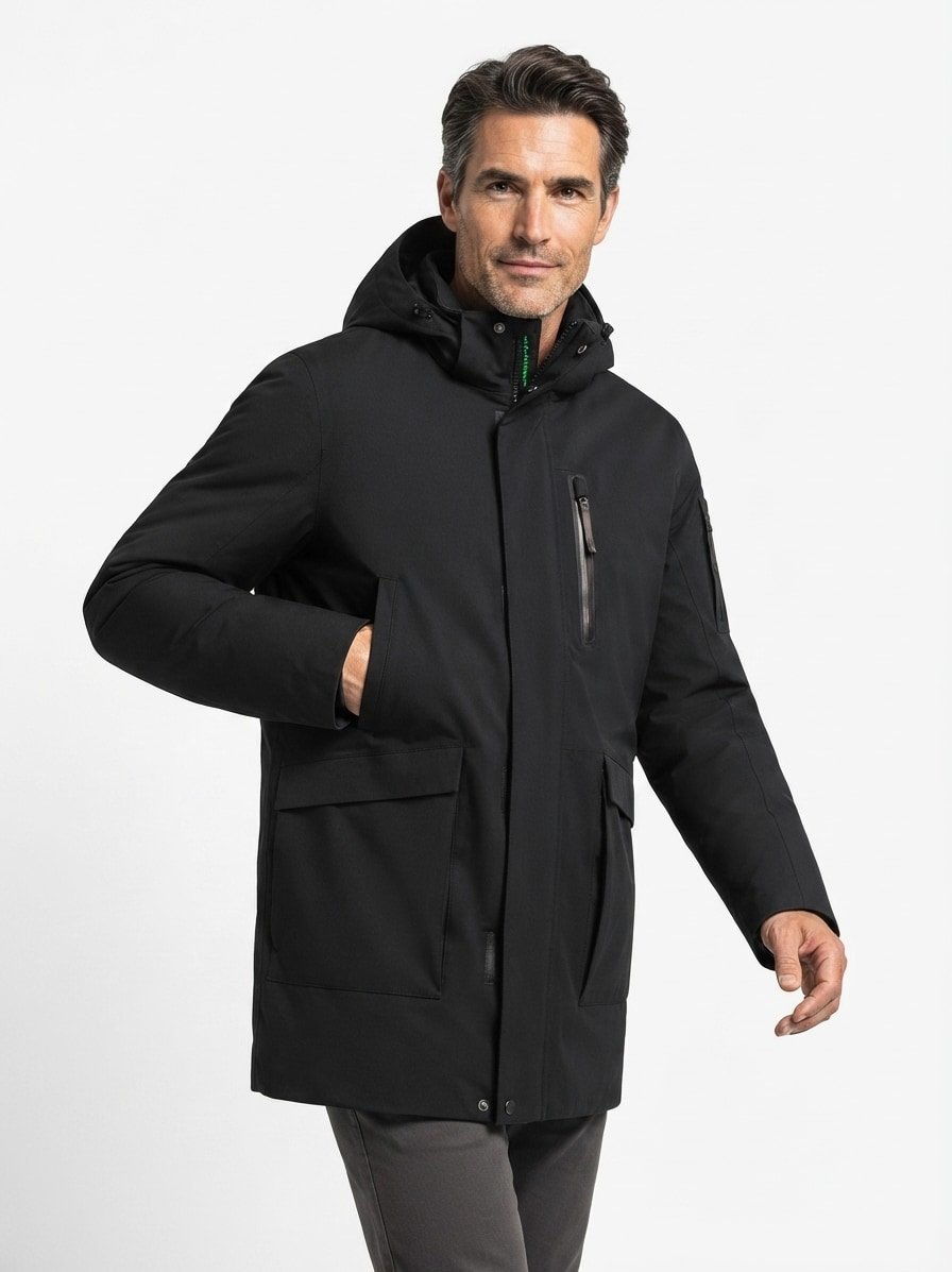 Parka Optimea, Mikrofaser wasserdicht, schwarz
