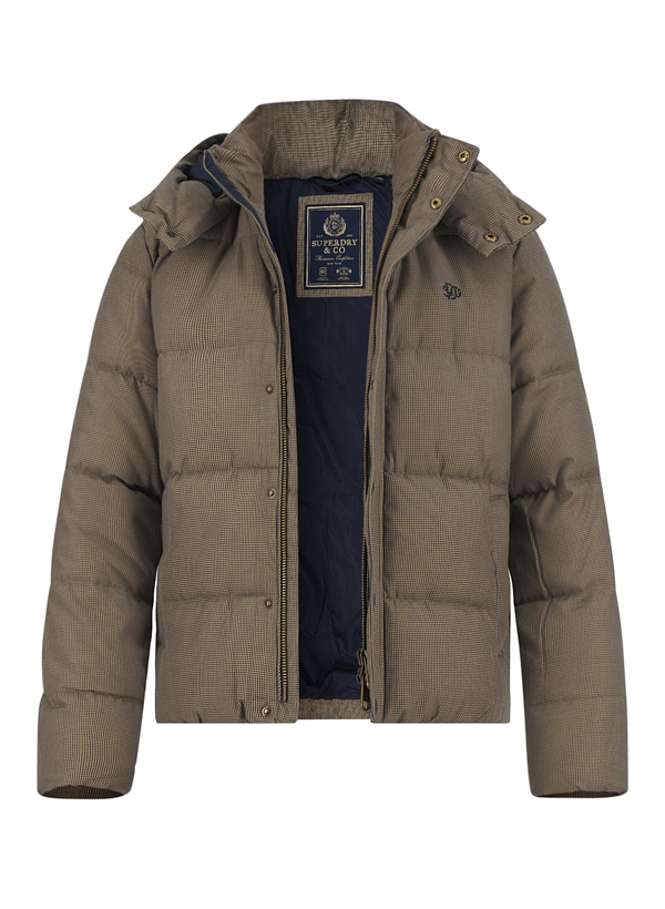 Steppjacke, Mikrofaser wattiert, braun-beige pepita
