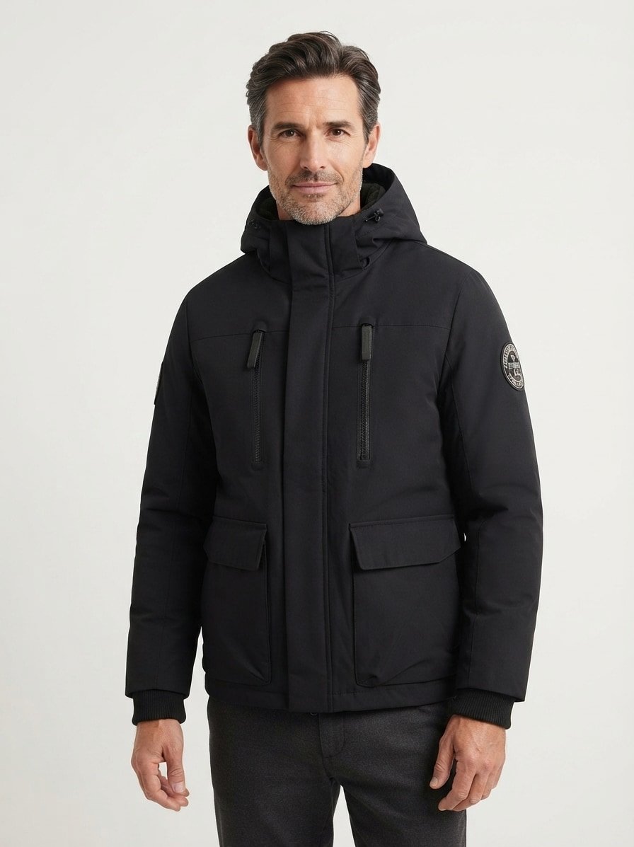 Jacke, Mikrofaser wasserabweisend, schwarz