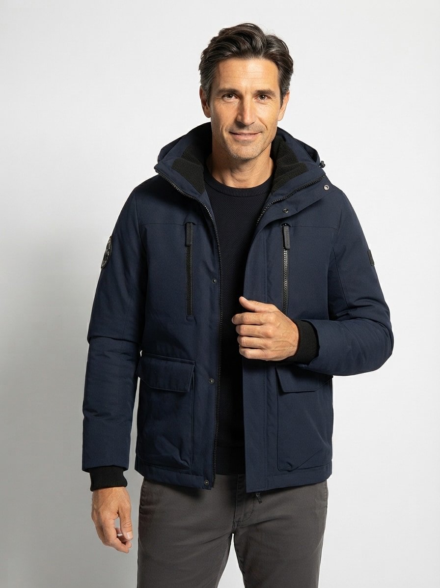 Jacke, Mikrofaser wasserabweisend, navy