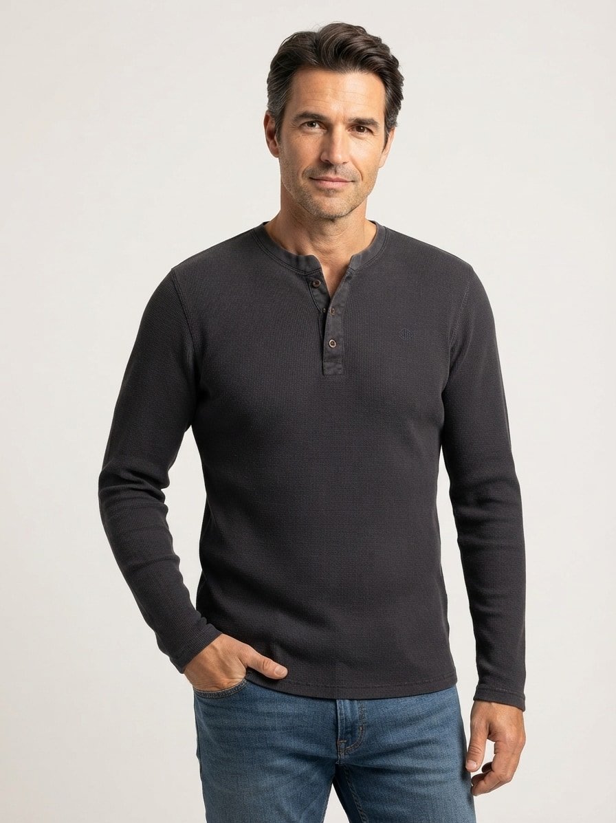 Longsleeve, Baumwolle, washed black
