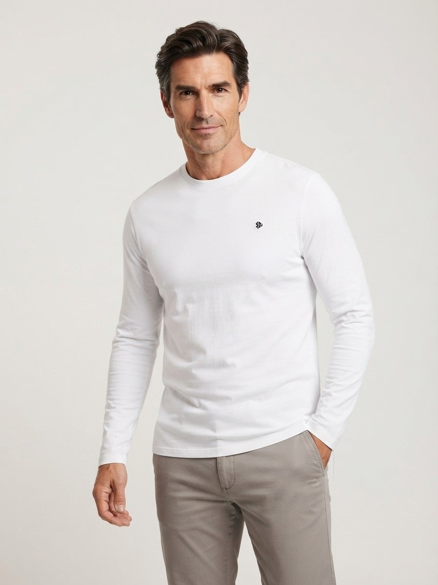 Longsleeve, Baumwolle, weiß