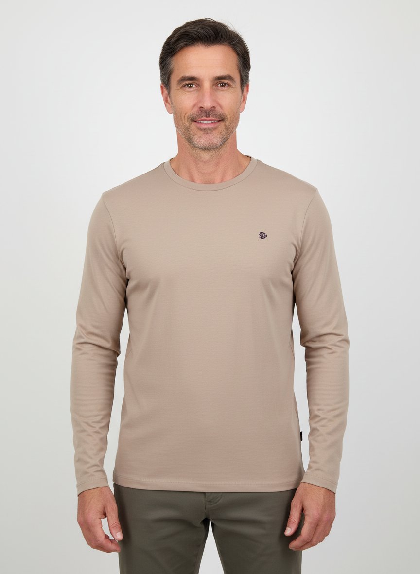 Longsleeve, Baumwolle, beige melange