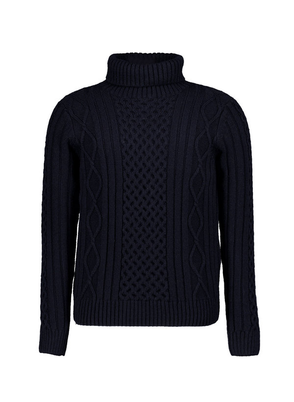 Rollkragenpullover, Wolle-Mikrofaser, navy