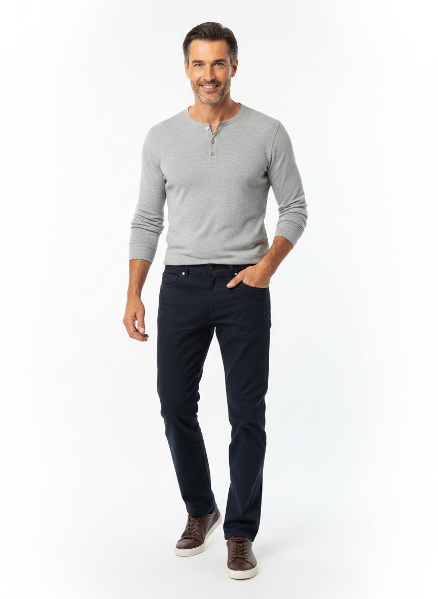 Hose Lyon, Regular Fit, Baumwolle- Lyocell, navy