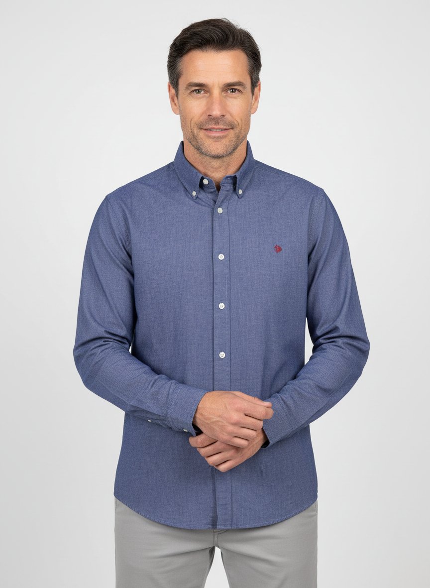 Hemd, Regular Fit, Baumwolle, navy meliert