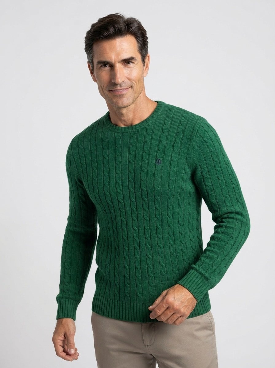 Pullover, Baumwolle, grün