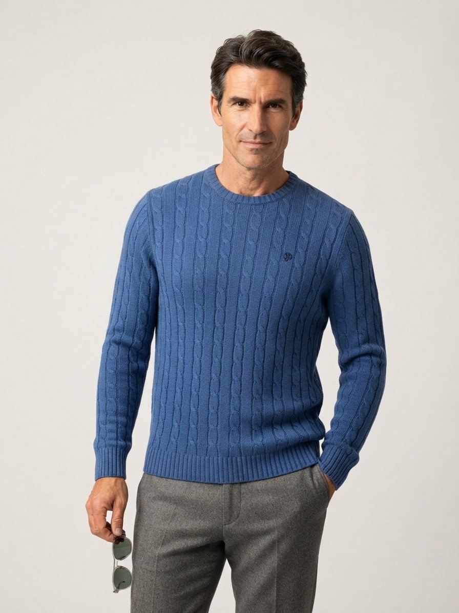 Pullover, Baumwolle, seeblau