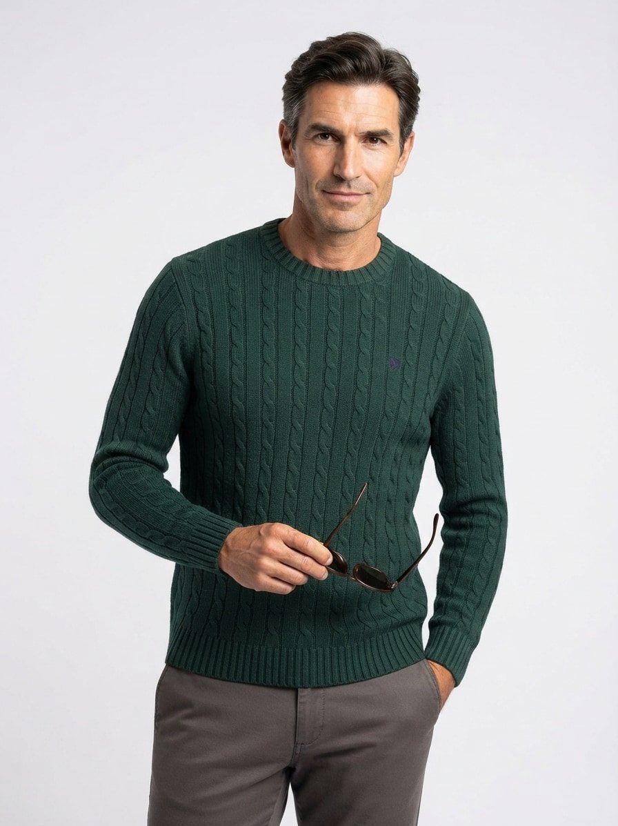 Pullover, Baumwolle, grün