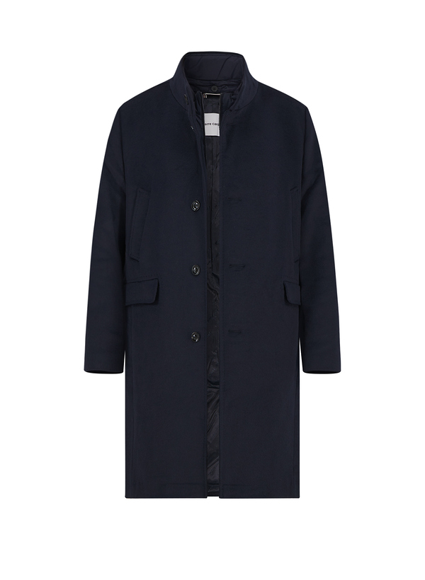 Pierre Cardin Herren Mantel blau Mikrofaser unifarben