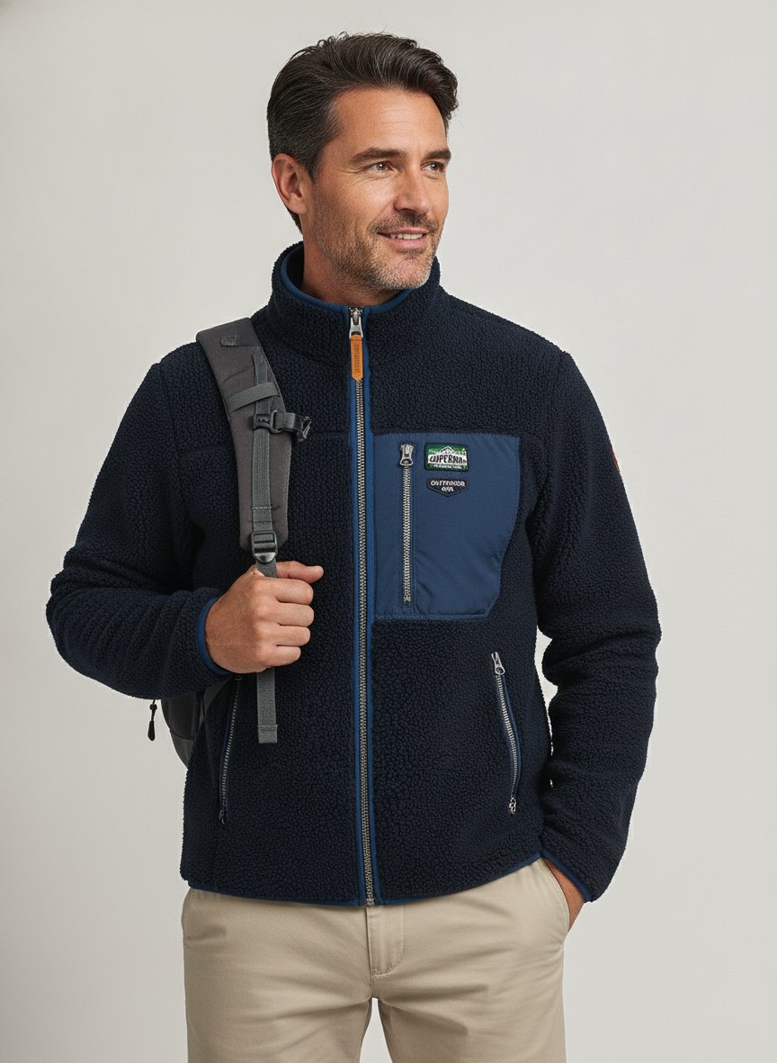 Jacke, Fleece, Teddyfell, navy